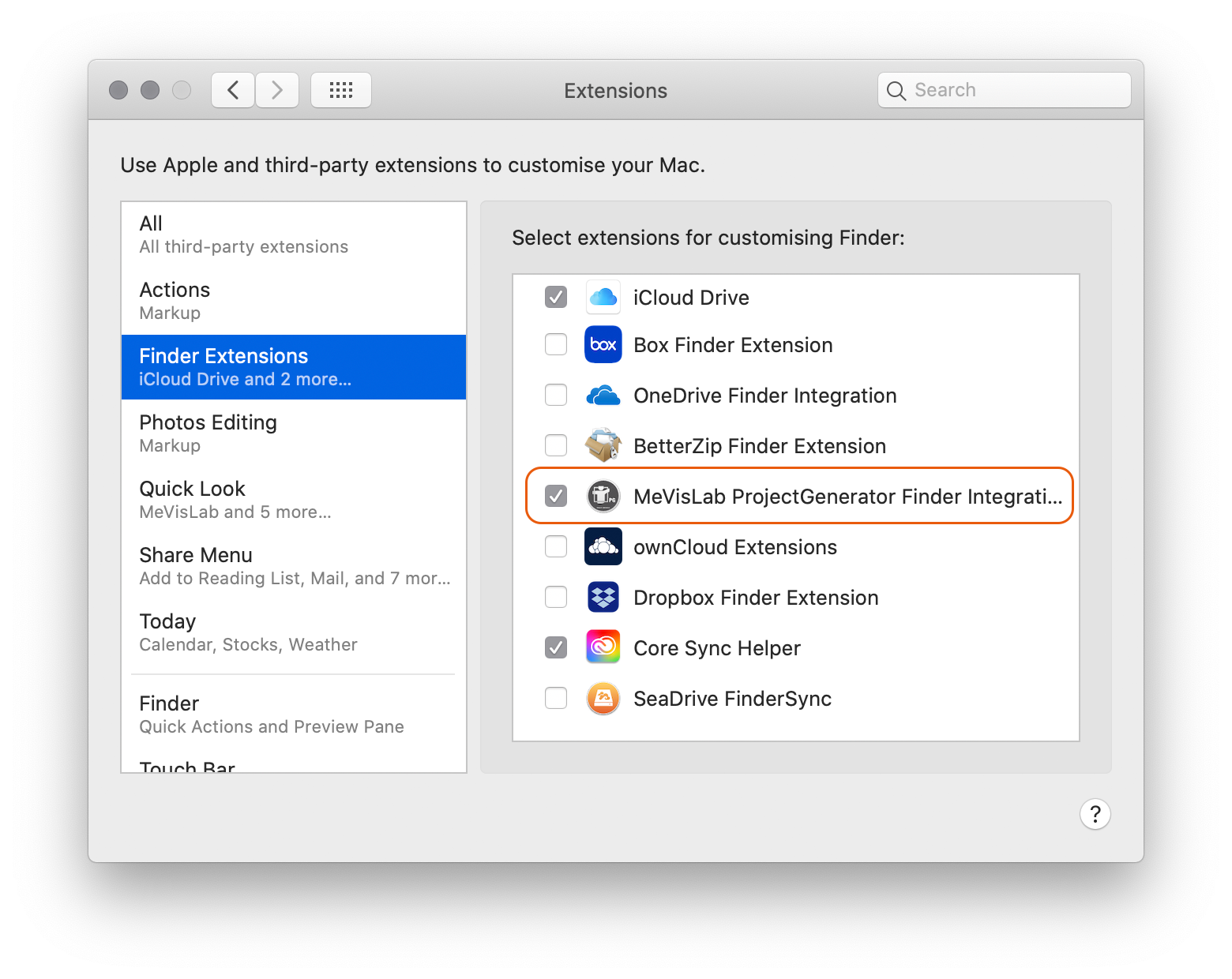 Controlling the display of contextual menu items in Finder