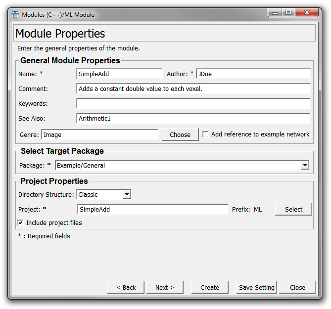 Entering the ML Module Properties