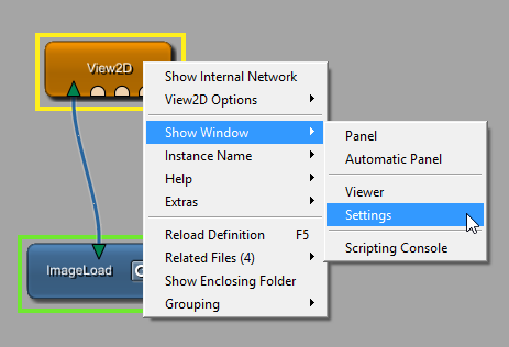 Opening the Settings Panel of View2D