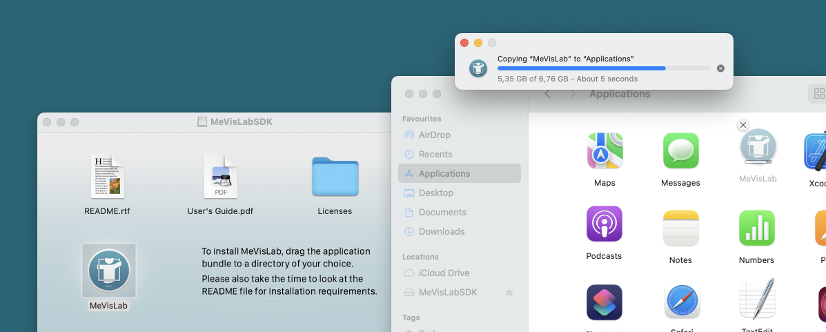 Drag and drop MeVisLab into the Applications folder