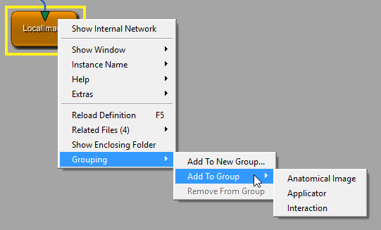 Network Context Menu — Adding Groups