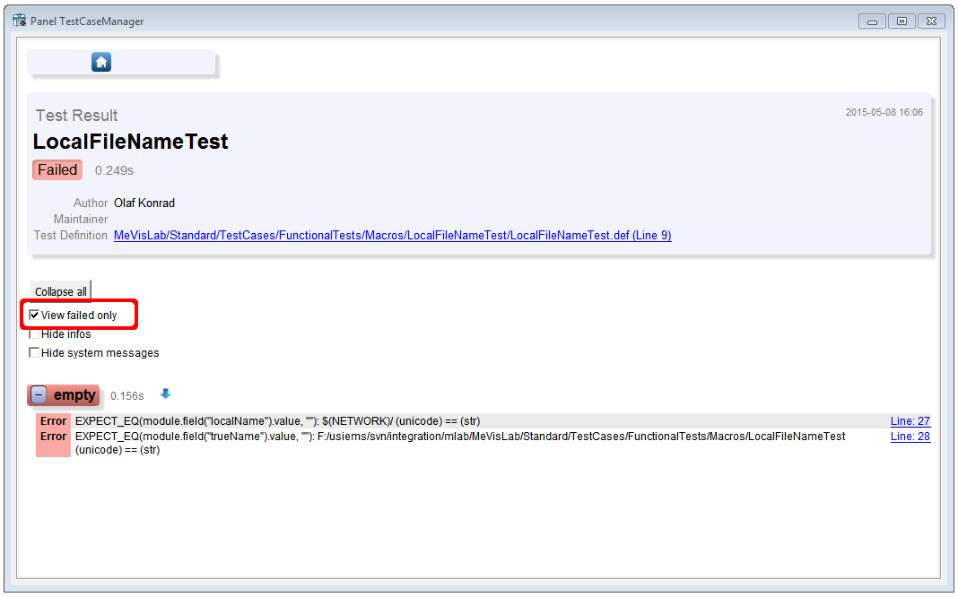 Example Report: LocalFileNameTest — Failed Tests Only