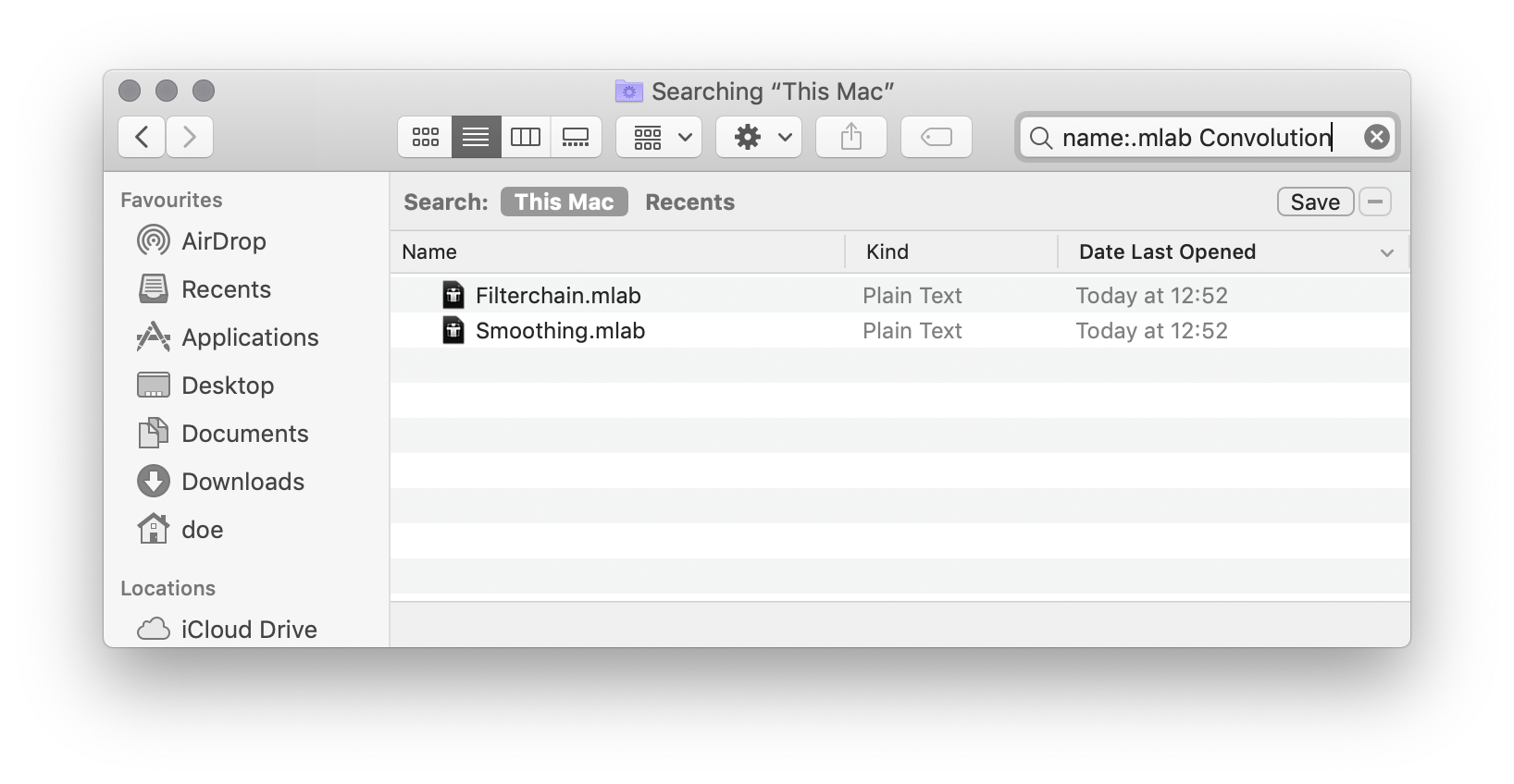 Searching all Network documents with a Convolution Module in Finder