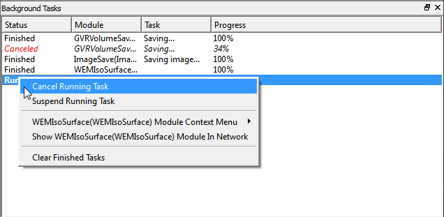 ML Background Tasks — Context Menu for Running Processes