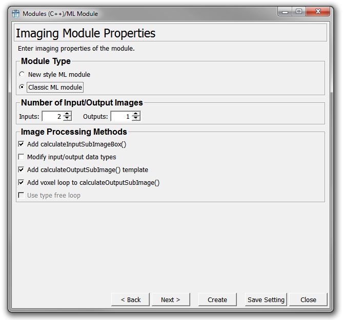 Imaging Module Properties (Classic Style)